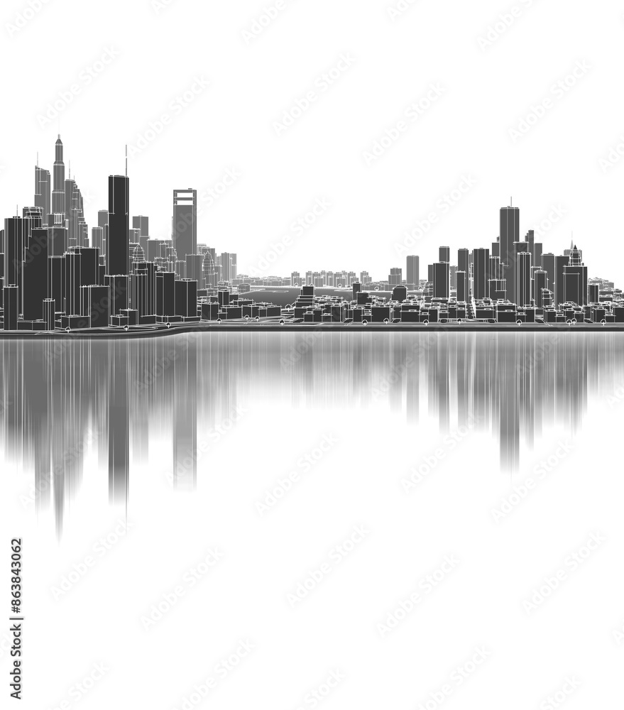 Fototapeta premium big modern city 3d illustration 
