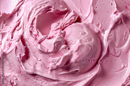 a close up of a pink ice cream