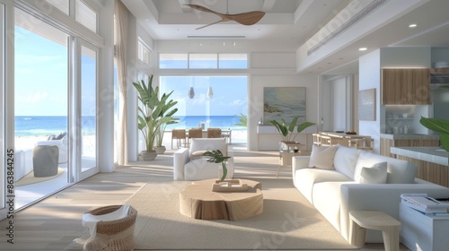 Contemporary Coastal Inspired Living Room  © Chhayny