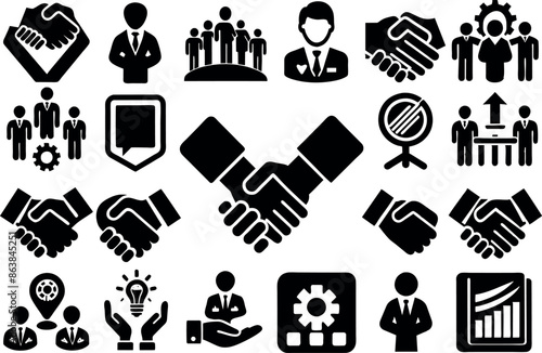 Partnership and Hands related concept editable stroke outline icons isolated on white background flat vector illustration
