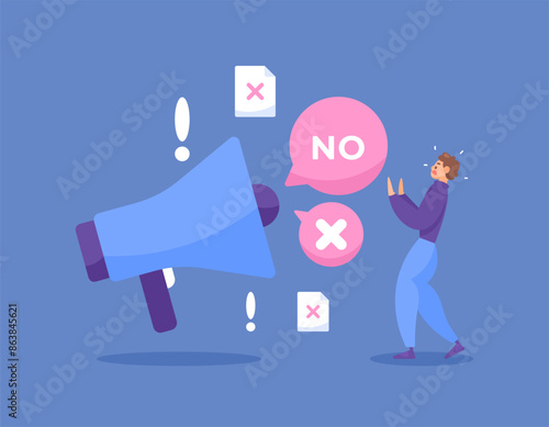 an employee gets a warning from the boss. information if the task results are wrong. concept of mistake, rejection, response, wrong. notification if an error occurs. illustration concept design