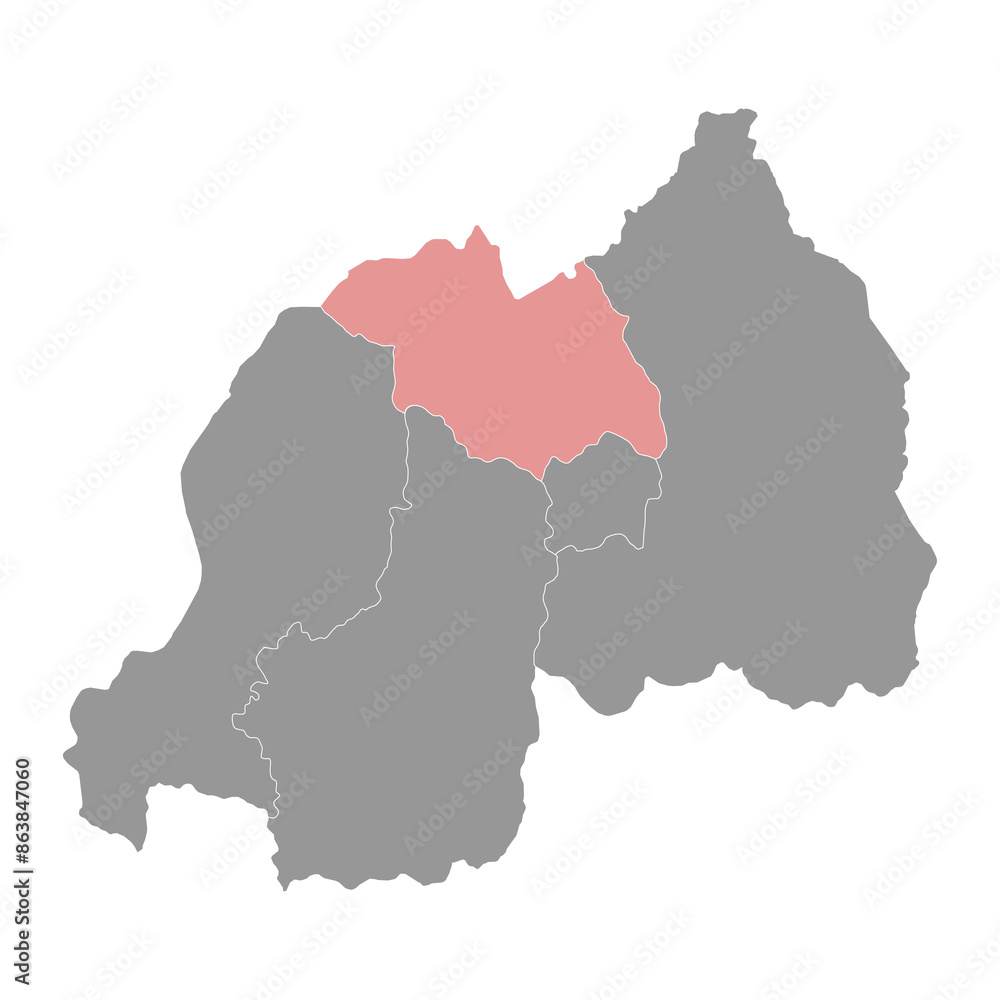 Obraz premium Northern Province map, administrative division of Rwanda. Vector illustration.