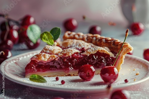 Tasty Dessert with Cherries photo