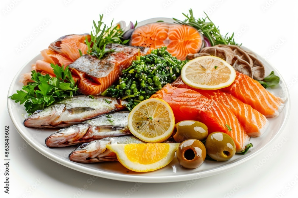 Fish Delicacies Set, Smoked Butter Fish, Salmon, Perch, Marinated Dorado, Forshmak