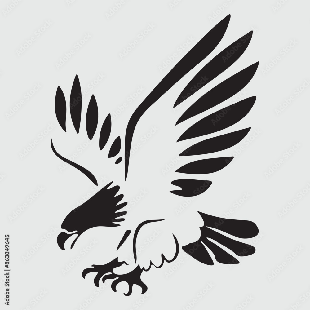 Obraz premium A Bald eagle in flight silhouette vector