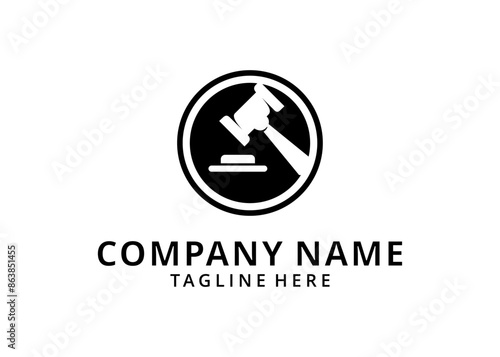 Free Download Law icon in trendy flat style isolated on black circle on white background. - GFXLoad