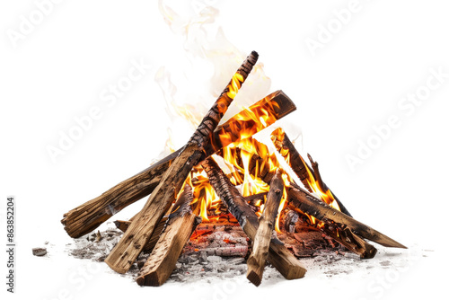 Vivid Bonfire, The Bright Burn and Sounds of Crackling Isolated on White