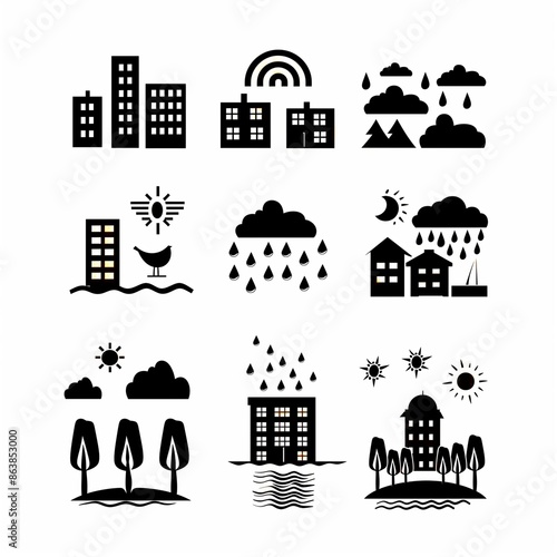 Wallpaper Mural Pictograms, environmental protection, climate change Torontodigital.ca