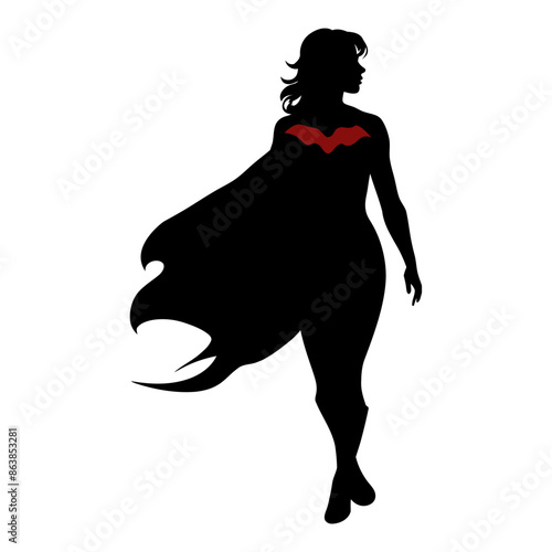  mom superhero silhouette wearing a red cape and costume