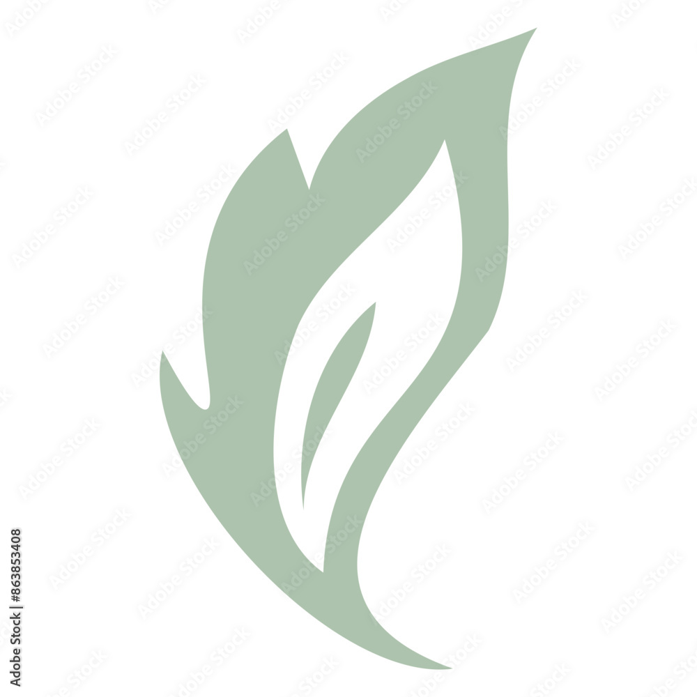 Fototapeta premium Green leaf icon, simple minimalist design