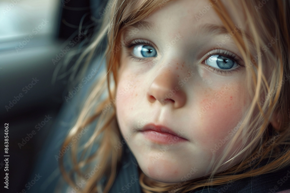 Beautiful lovely baby in carriage or carseat spending family time traveling or promenading, Generative AI Beautiful lovely baby in carriage or carseat spending family time traveling or promenading, Generative AI