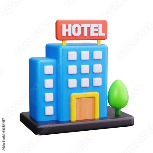 hotel 3d render icon