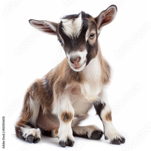 baby goat on a white background