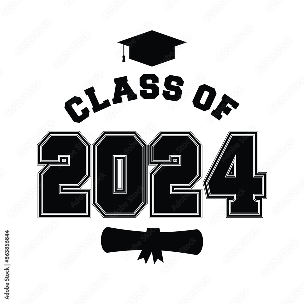 Class of 2024 Black and White Stock Vector | Adobe Stock