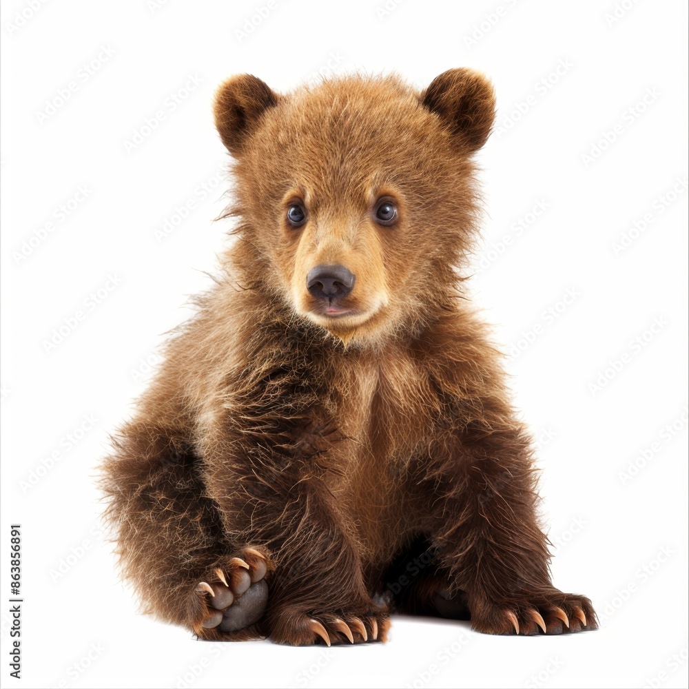 Fototapeta premium baby brown bear isolated on white background