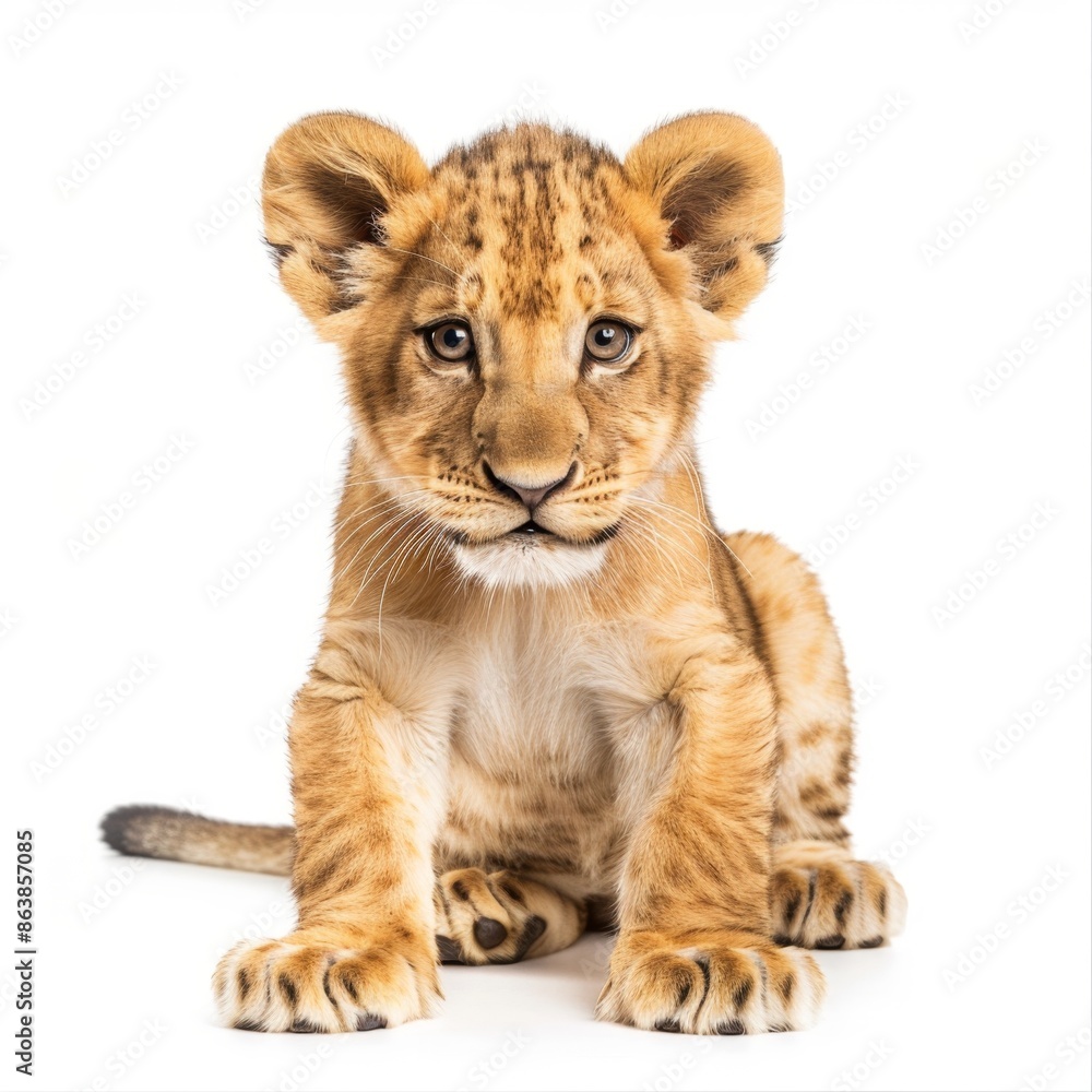young lion cub baby lion cub on white background
