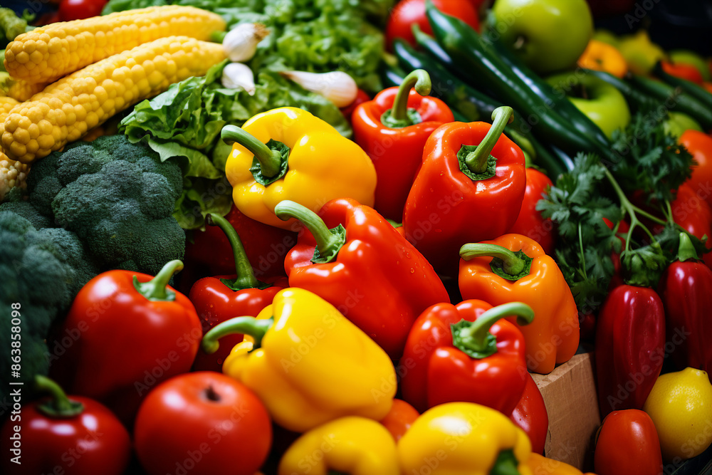 Ai generated image of traditional fresh vegetable in street food market Ai generated image of traditional fresh vegetable in street food market