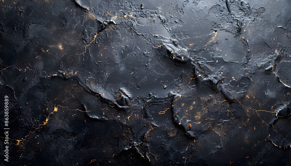 A close-up of a dark, textured surface with subtle gold accents. The surface appears to be cracked and worn, creating a visually interesting and abstract pattern. A close-up of a dark, textured surface with subtle gold accents. The surface appears to be cracked and worn, creating a visually interesting and abstract pattern.