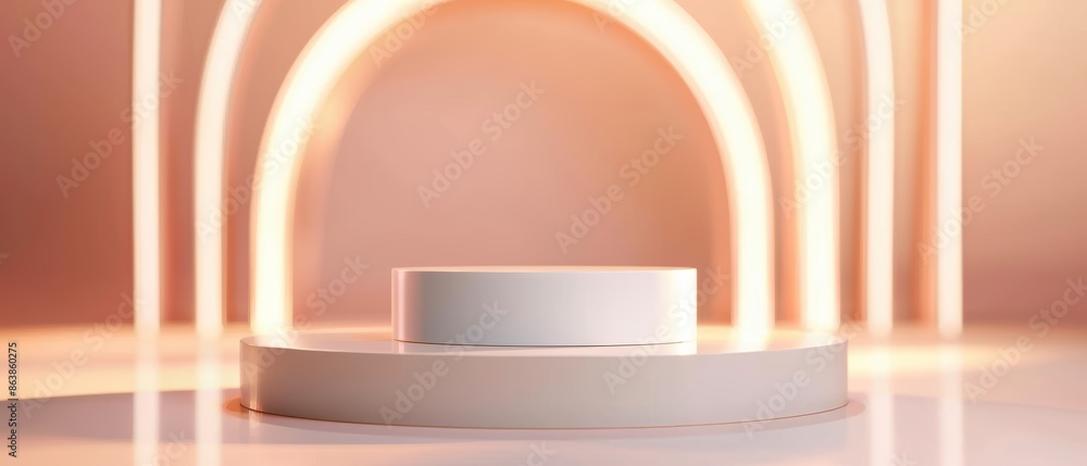 Modern 3D podium in a sleek setting for promotions Modern 3D podium in a sleek setting for promotions