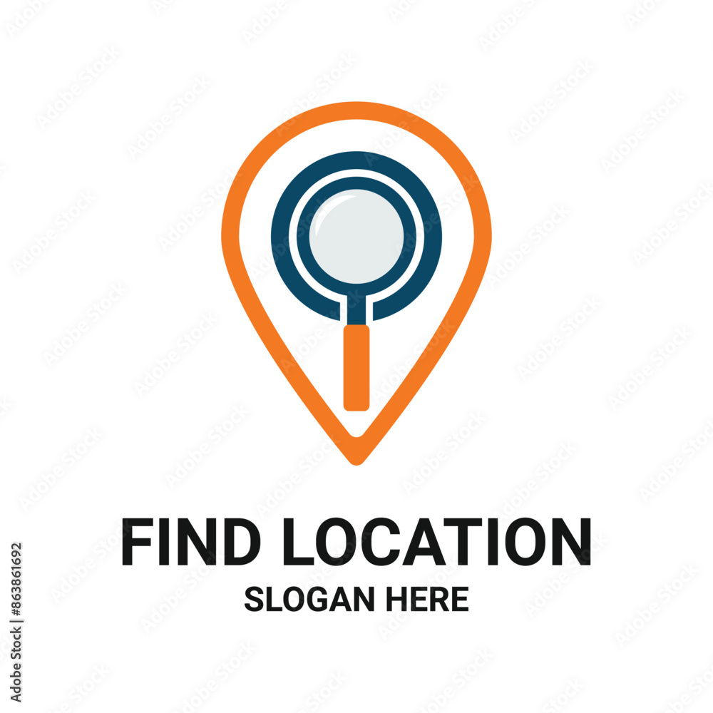 explore location logo design concept with magnifying icon explore location logo design concept with magnifying icon