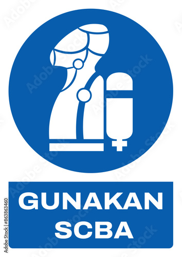 ISO mandatory safety signs v2 in indonesian_gunakan scba size a4/a3/a2/a1