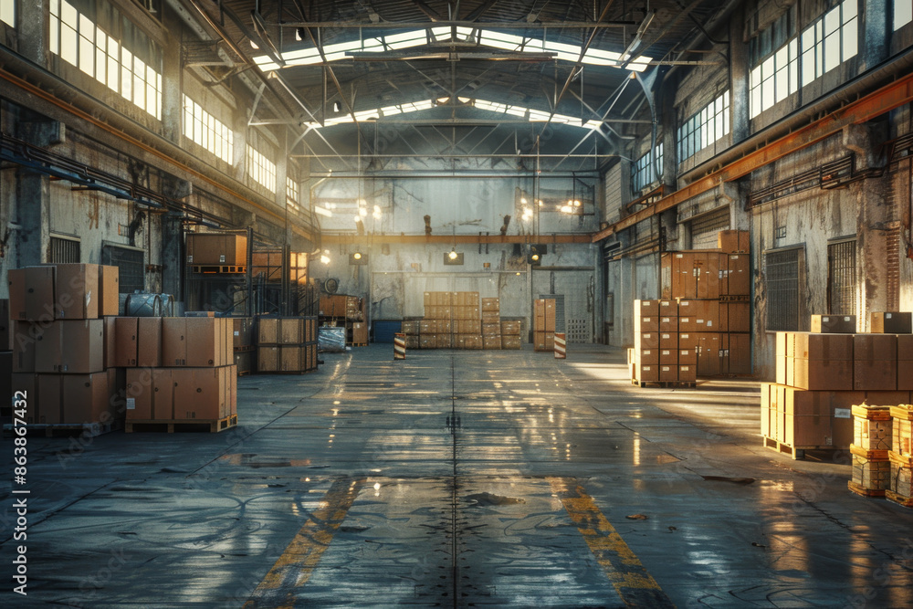 A Sunlit Industrial Warehouse A Sunlit Industrial Warehouse
