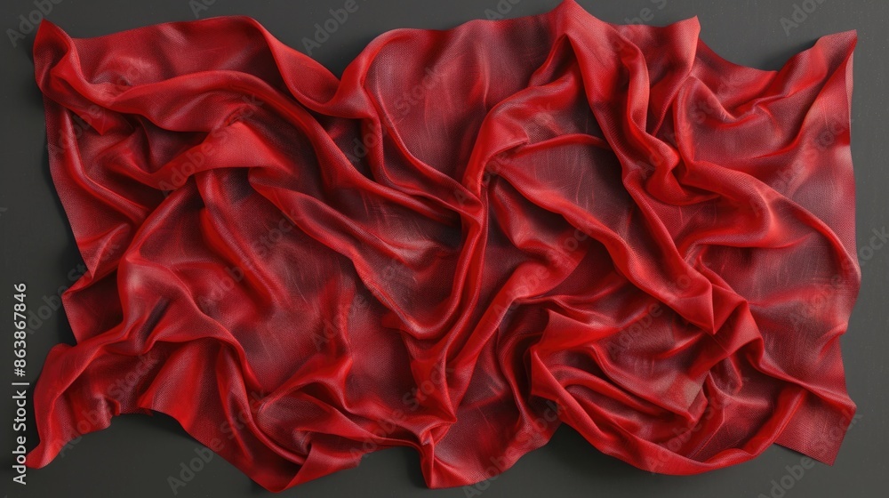 Close-up shot of a vibrant red cloth lying flat on a table Close-up shot of a vibrant red cloth lying flat on a table