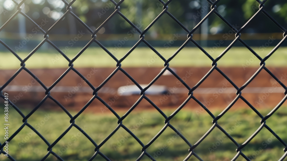 Fence on a baseball field on a sunny day for background. Background for sports baseball design. Fence on a baseball field on a sunny day for background. Background for sports baseball design.