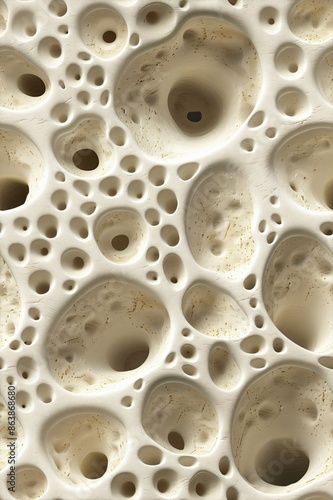 White porous surface with round holes forming a seamless pattern