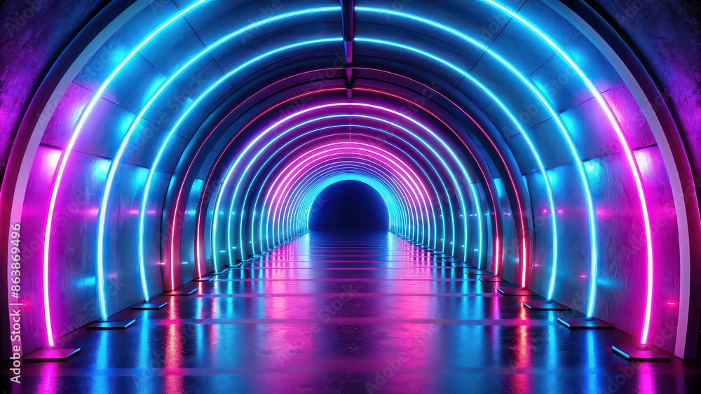 Neon colored tunnel with blue and pink lights, neon, colored, tunnel, lights, blue, pink, vibrant, glow, modern Neon colored tunnel with blue and pink lights, neon, colored, tunnel, lights, blue, pink, vibrant, glow, modern
