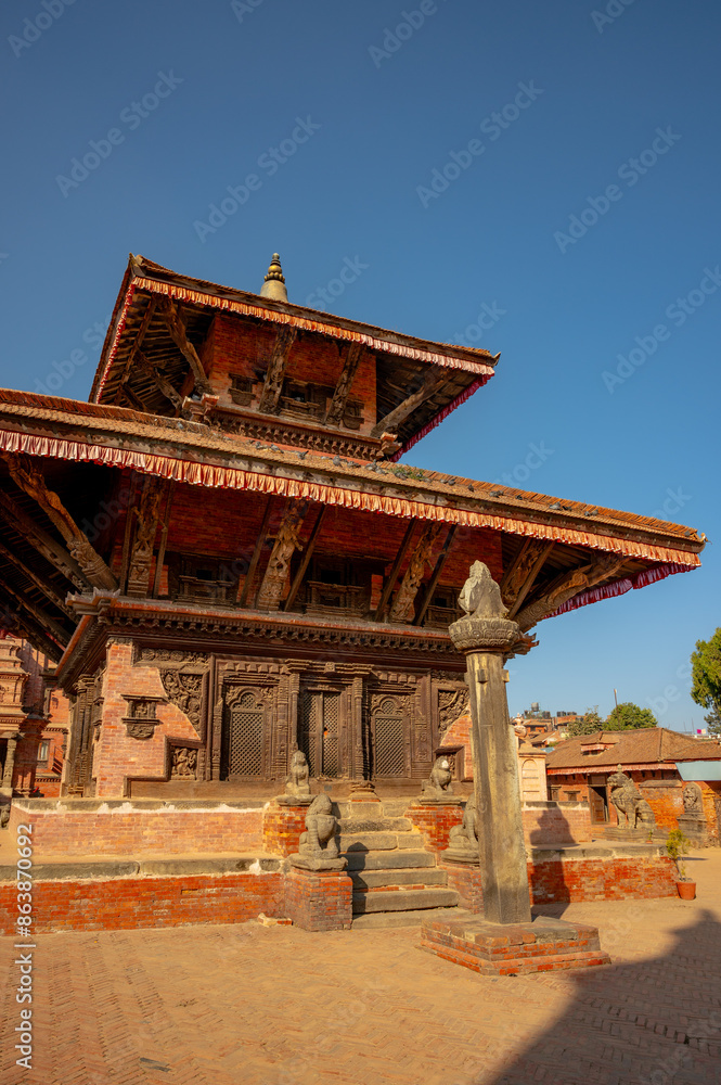 Fototapeta premium Bhaktapur temples in Nepal early in the morning with no people