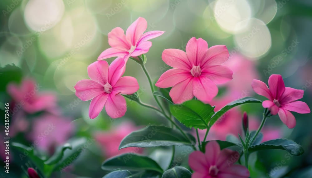 Pink Flowers in a Garden Setting Pink Flowers in a Garden Setting