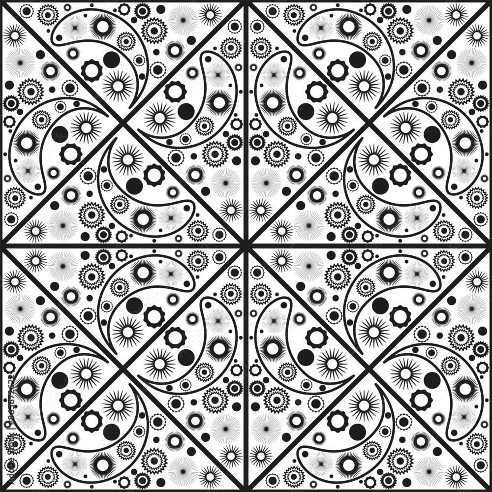 Seamless black and white pattern for printing on fabric. Black and ...