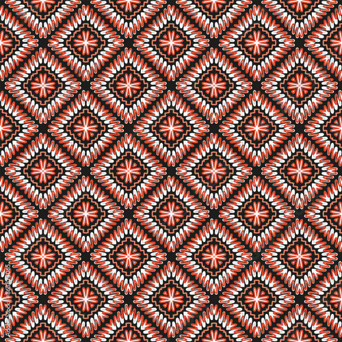 Abstract seamless pattern, imitation embroidery. Geometric background in ethnic style, vector