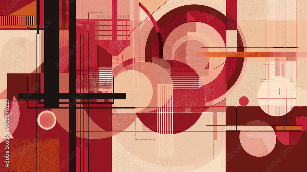 Obraz premium Maroon and Salmon Constructivism art background
