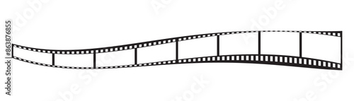 film strip icon used for videography elements, cinema reel. Filmstrip with frames, photo and videos for camera. Old white and black film tapes of 35mm. Realistic film strip on white background.