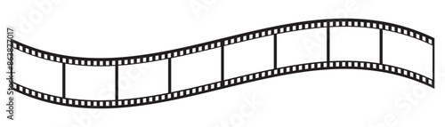 film strip icon used for videography elements, cinema reel. Filmstrip with frames, photo and videos for camera. Old white and black film tapes of 35mm. Realistic film strip on white background.