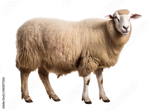 a sheep standing on a white background