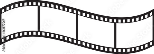 film strip icon used for videography elements, cinema reel. Filmstrip with frames, photo and videos for camera. Old white and black film tapes of 35mm. Realistic film strip on white background.