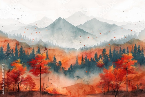Japanese -style forests and mountains