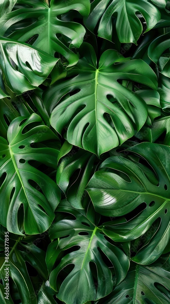 closup Monstera, Leaf, Green image background - generative ai closup Monstera, Leaf, Green image background - generative ai
