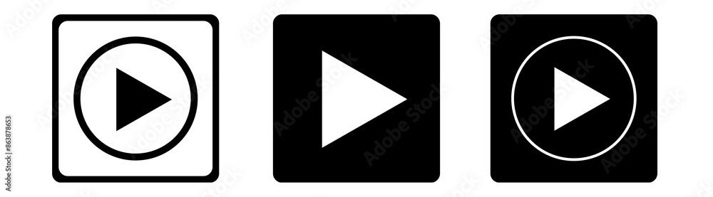 Video play button icon set. Start audio or video action media symbol for apps and websites. Media Play Button Icons. Video Start and Audio Control Symbols Video play button icon set. Start audio or video action media symbol for apps and websites. Media Play Button Icons. Video Start and Audio Control Symbols