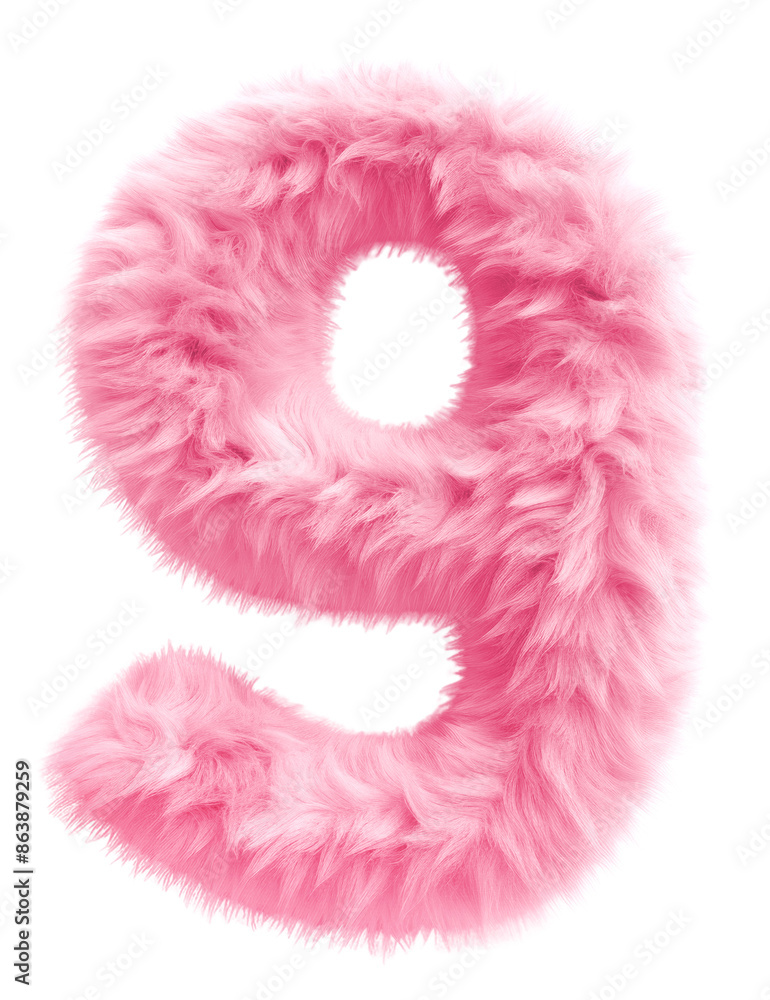PNG  Fur letter 9 pink white background accessories.
