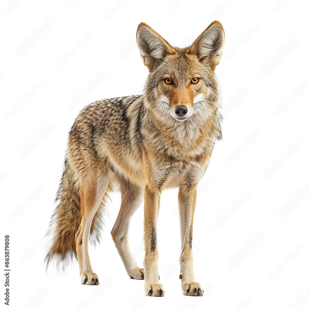 Fototapeta premium coyote standing, on white background