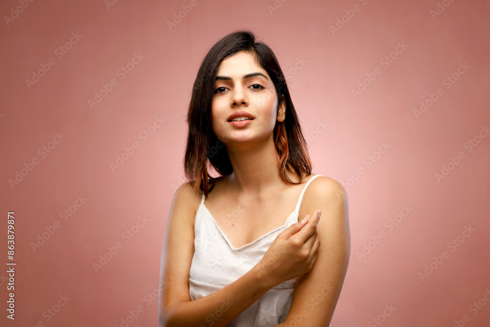 Happy Young Woman Smiling While Looking At Camera Happy Young Woman Smiling While Looking At Camera
