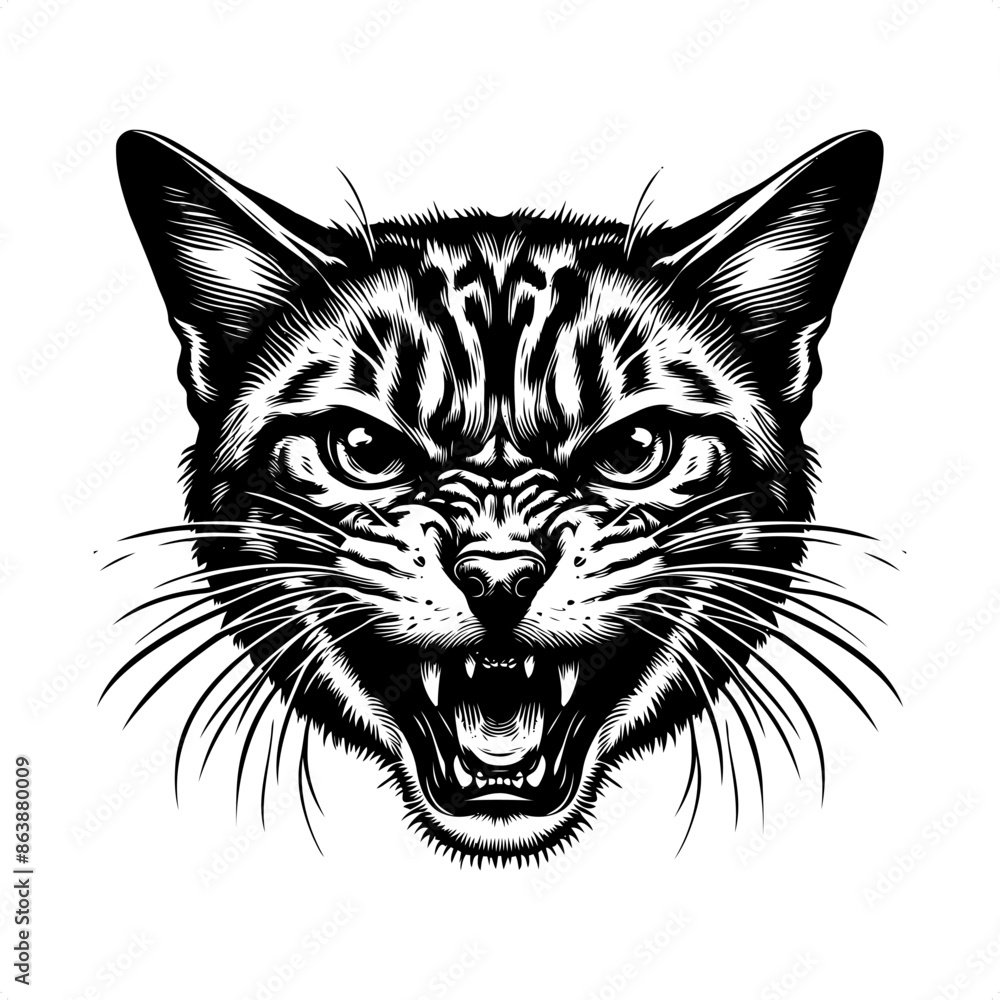 cat in black and white animal illustration cat in black and white animal illustration