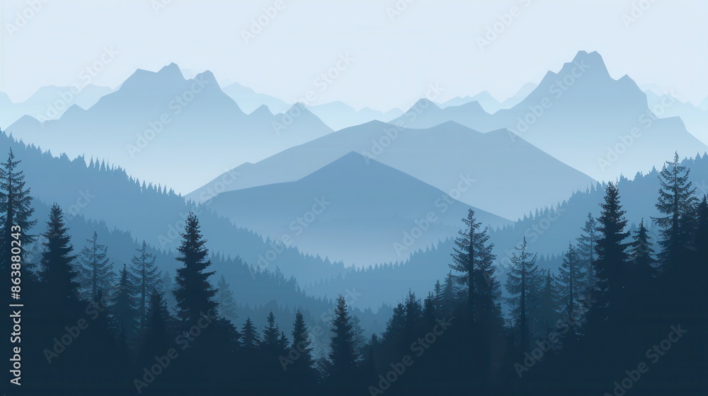 A serene mountain range landscape at dawn, with the peaks illuminated by the first rays of the sun. The sky features soft pastel hues, creating a tranquil and inspiring scene. Generative AI A serene mountain range landscape at dawn, with the peaks illuminated by the first rays of the sun. The sky features soft pastel hues, creating a tranquil and inspiring scene. Generative AI