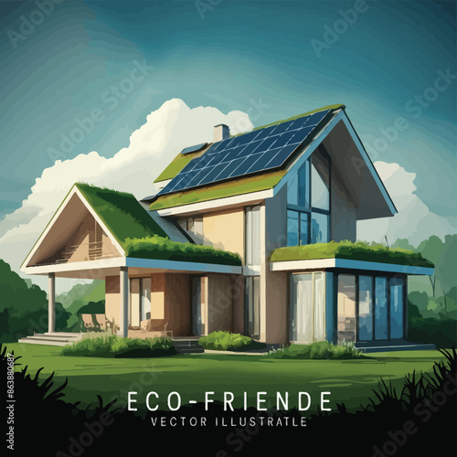 eco friendly sustainable modern house Vector