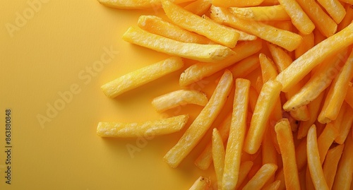 Crispy Golden French Fries On A Yellow Background