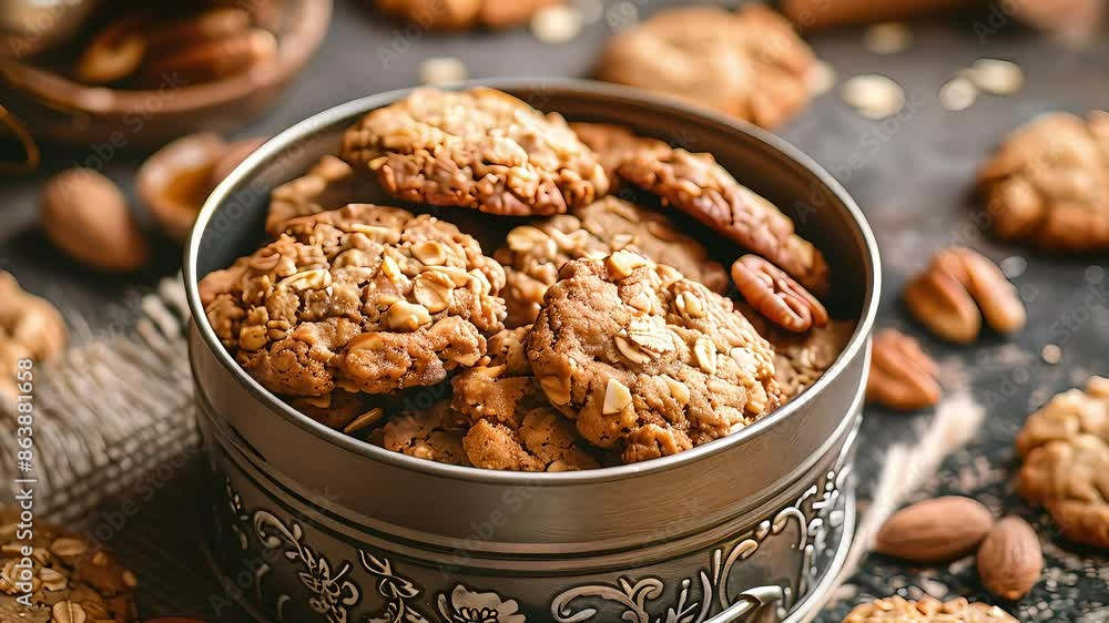 Homemade cookies walnuts in a bowl background video Homemade cookies walnuts in a bowl background video